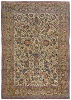 Antique Laver Kirman carpet - click for larger view